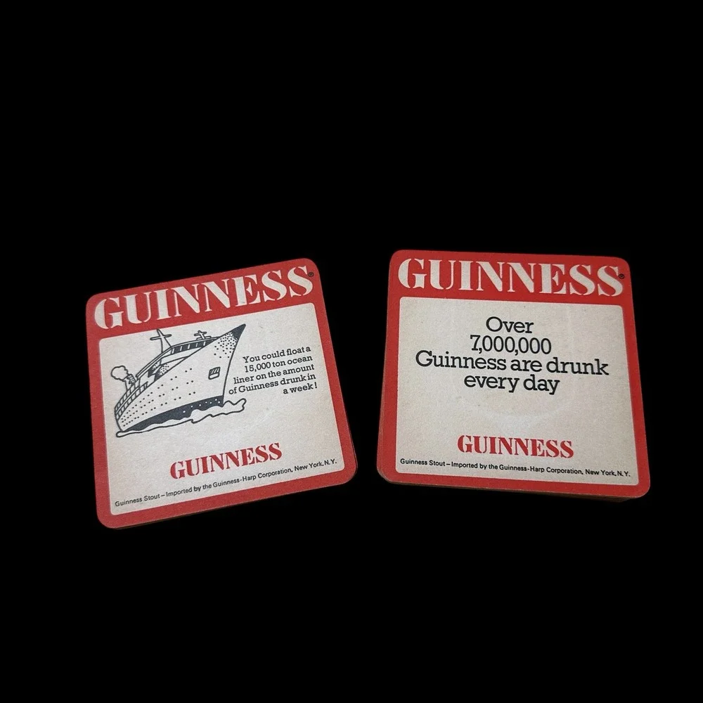 Vintage Guinness Beer Coasters Set 11 Double Sided Stout Advertising Cardboard